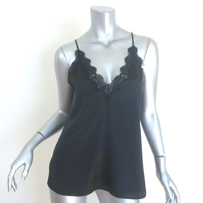 Cami NYC Everly Camisole Black Silk Satin Size Medium Crisscross-Back Tank Top