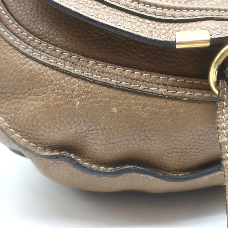 Chloe Medium Marcie Hobo Nut Pebbled Leather Shoulder Bag
