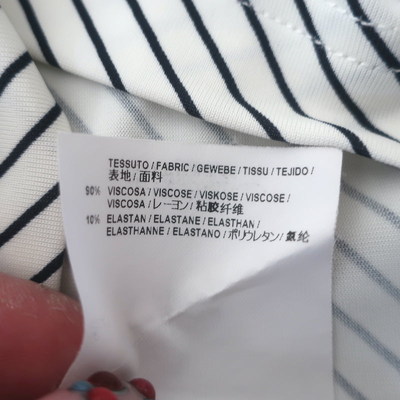 Balenciaga Cutout-Sleeve Striped Turtleneck Top White/Black Jersey Size 36
