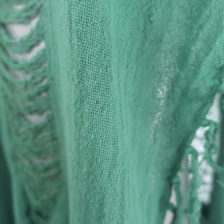 Caravana Fringed Cover-Up Tunic Green Gauze One Size