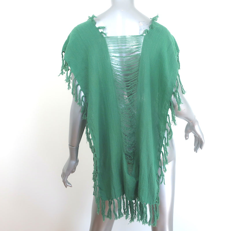 Caravana Fringed Cover-Up Tunic Green Gauze One Size