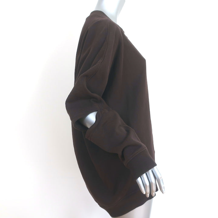 Tibi Cutout Sleeve Cocoon Sweatshirt Dark Brown Cotton Size Medium