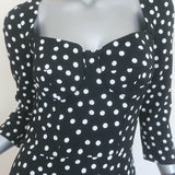 Dolce & Gabbana Polka Dot Longuette Bustier Dress Black/White Cady Size 44