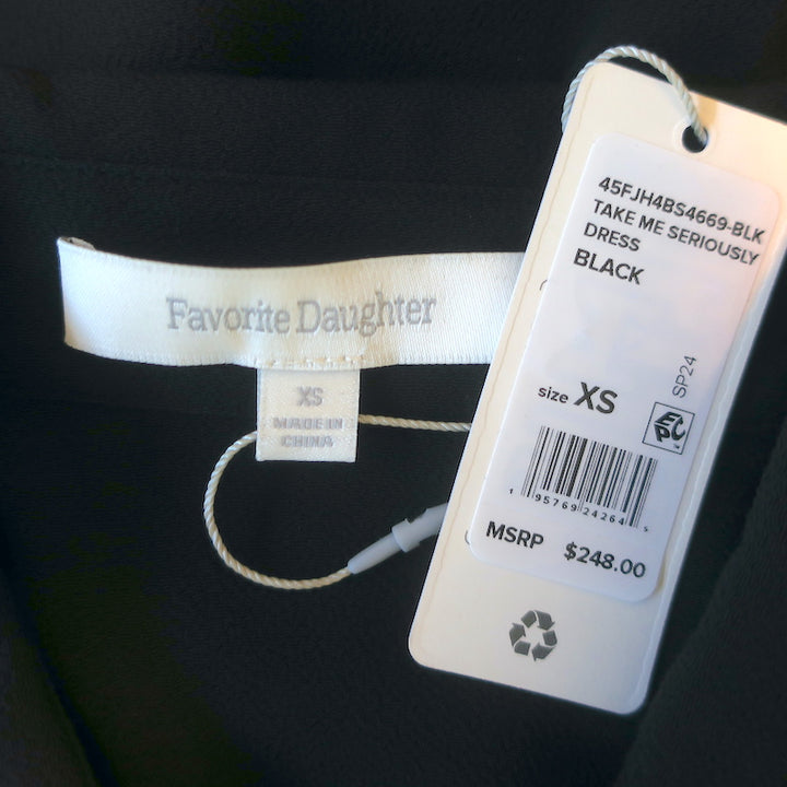 Favorite Daughter Take Me Seriously Mini Shirtdress Black Size Extra Small NEW