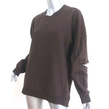 Tibi Cutout Sleeve Cocoon Sweatshirt Dark Brown Cotton Size Medium