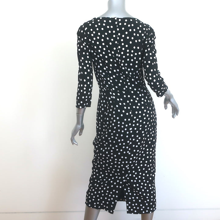 Dolce &amp; Gabbana Polka Dot Longuette Bustier Dress Black/White Cady Size 44