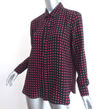 Saint Laurent Star Print Silk Shirt Black/Pink Size 42 Long Sleeve Blouse