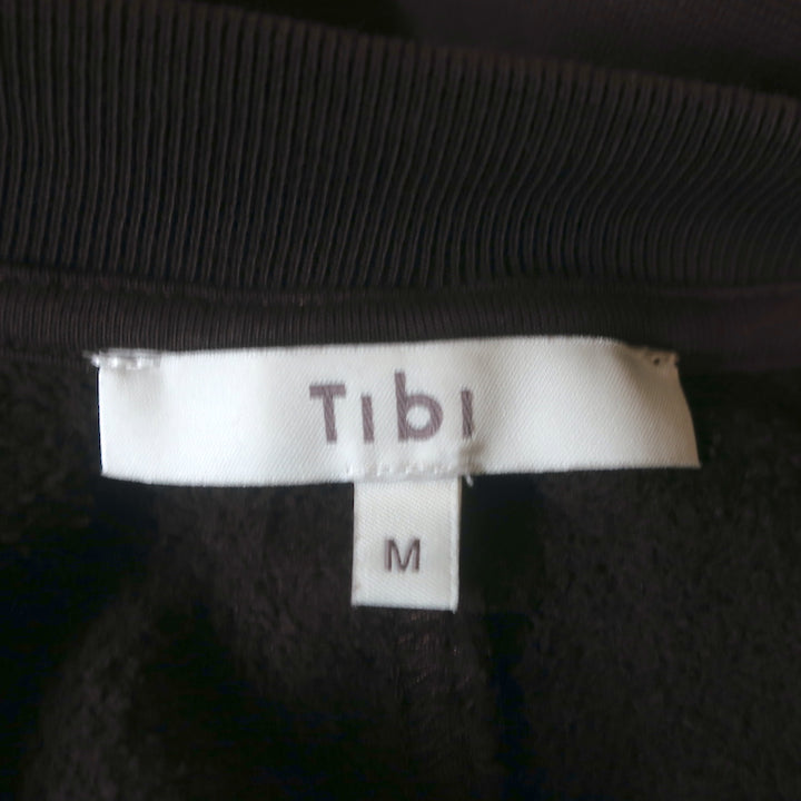 Tibi Cutout Sleeve Cocoon Sweatshirt Dark Brown Cotton Size Medium
