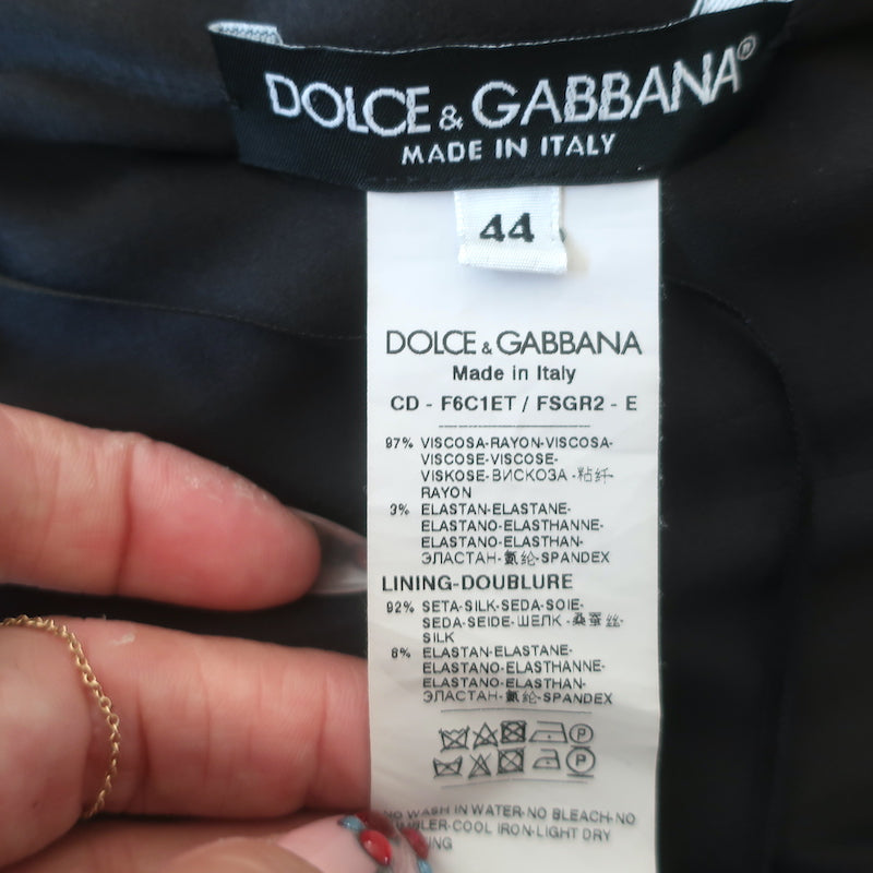 Dolce &amp; Gabbana Polka Dot Longuette Bustier Dress Black/White Cady Size 44
