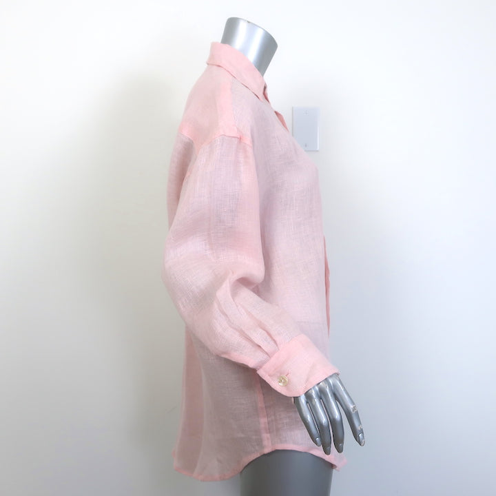 Vitamin A Playa Shirt Pink Linen Size Extra Extra Small Long Sleeve Top NEW