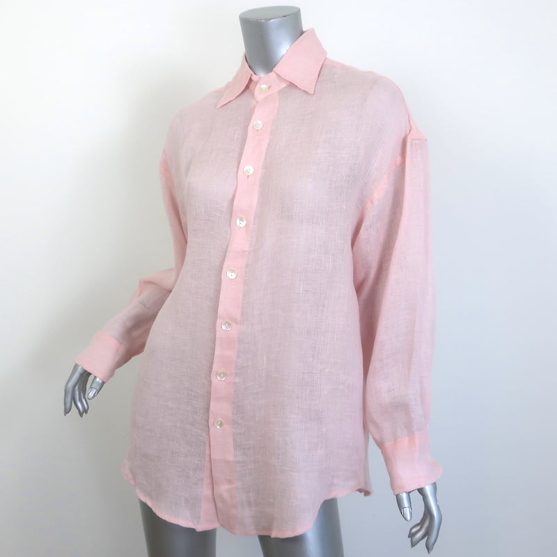 Vitamin A Playa Shirt Pink Linen Size Extra Extra Small Long Sleeve Top NEW