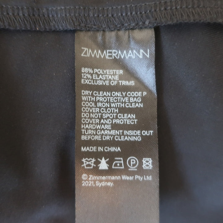 Zimmermann Concert Lace-Up Mini Dress Black Peonies Print Silk Crepon Size 1