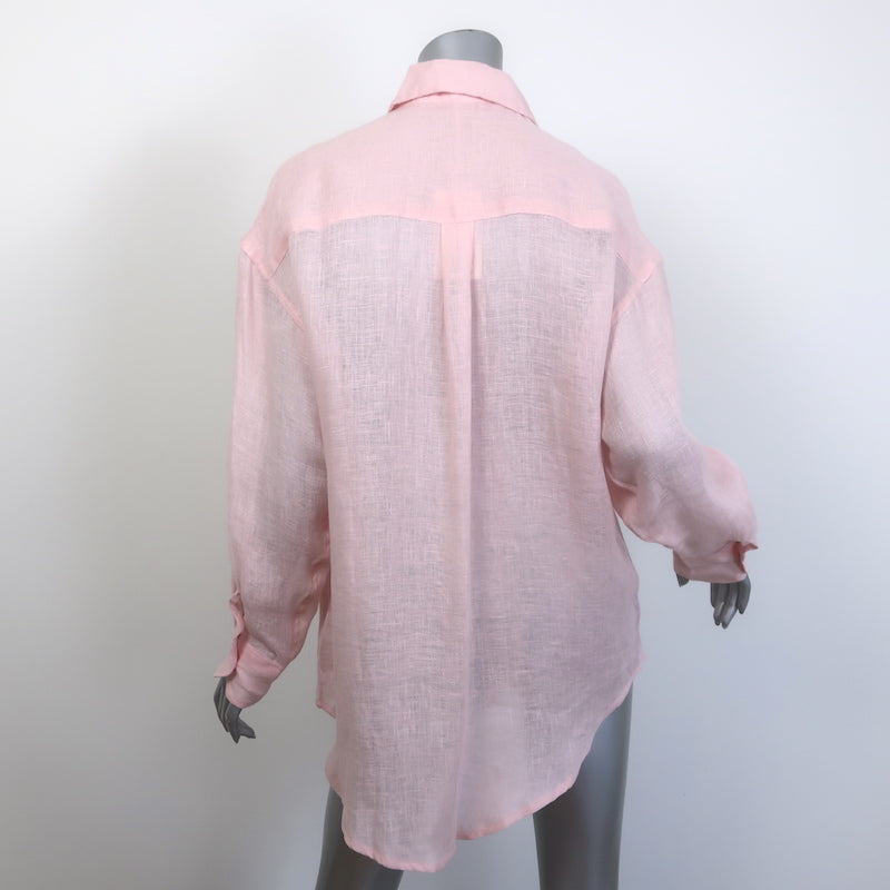 Vitamin A Playa Shirt Pink Linen Size Extra Extra Small Long Sleeve Top NEW