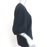 Tibi Balloon Sleeve Top Navy Crepe Size 6 Crewneck Blouse