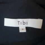Tibi Balloon Sleeve Top Navy Crepe Size 6 Crewneck Blouse