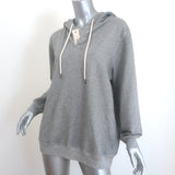 THE GREAT The Henley Hoodie Sweatshirt Varsity Grey Cotton Size 2