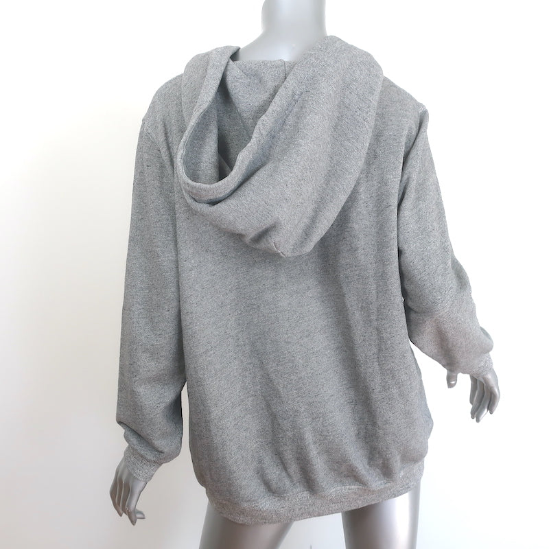 THE GREAT The Henley Hoodie Sweatshirt Varsity Grey Cotton Size 2