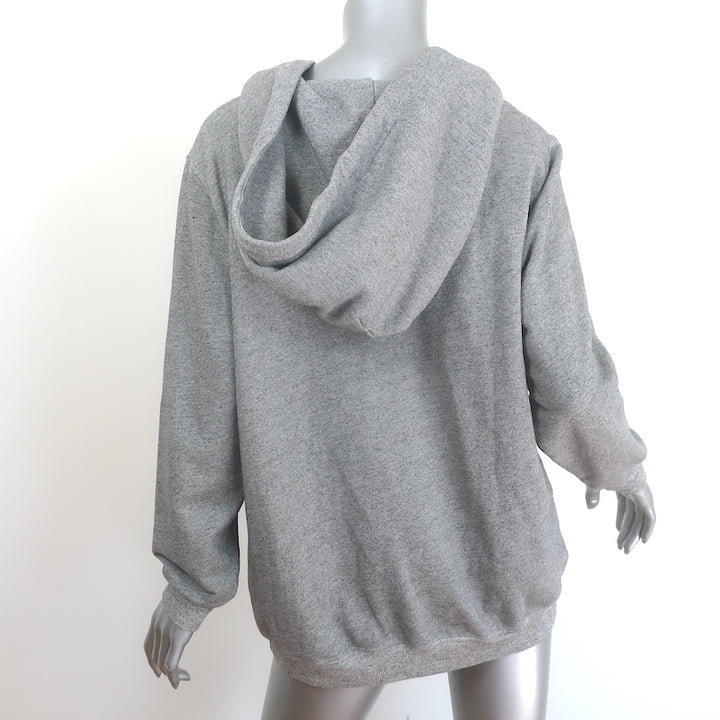 THE GREAT The Henley Hoodie Sweatshirt Varsity Grey Cotton Size 2