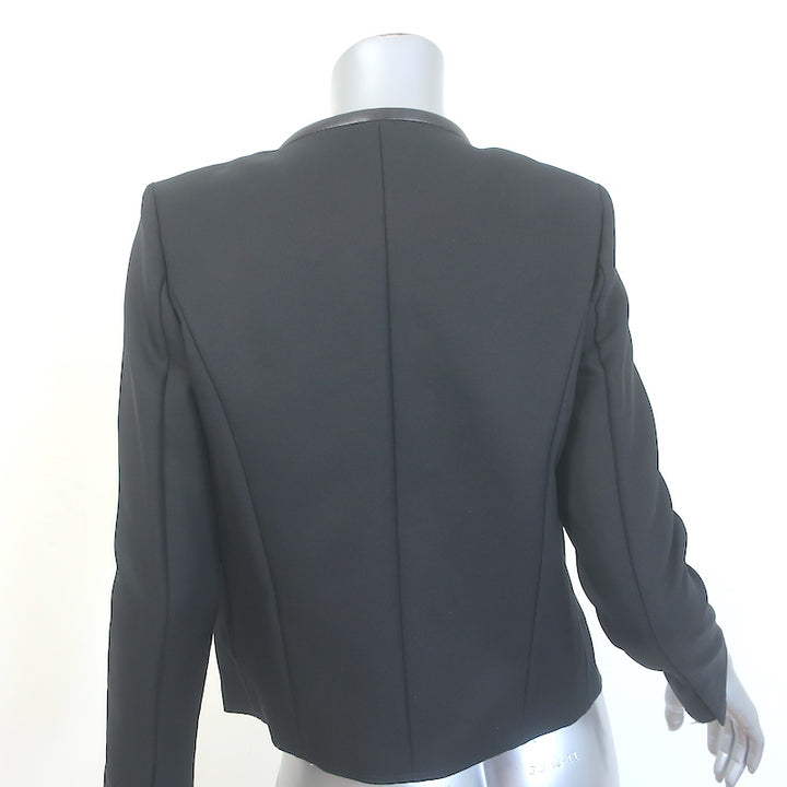 IRO Tim Leather-Trim Open Front Jacket Black Size 28