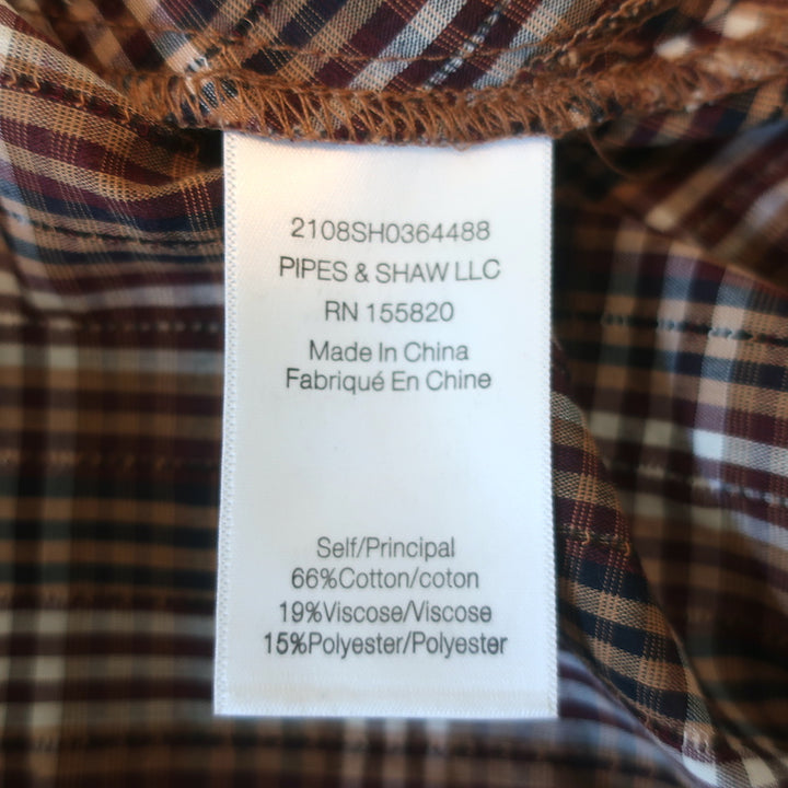 Veronica Beard Puff Sleeve Top Isabel Brown Plaid Size 8 Button-Back Blouse