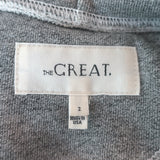 THE GREAT The Henley Hoodie Sweatshirt Varsity Grey Cotton Size 2