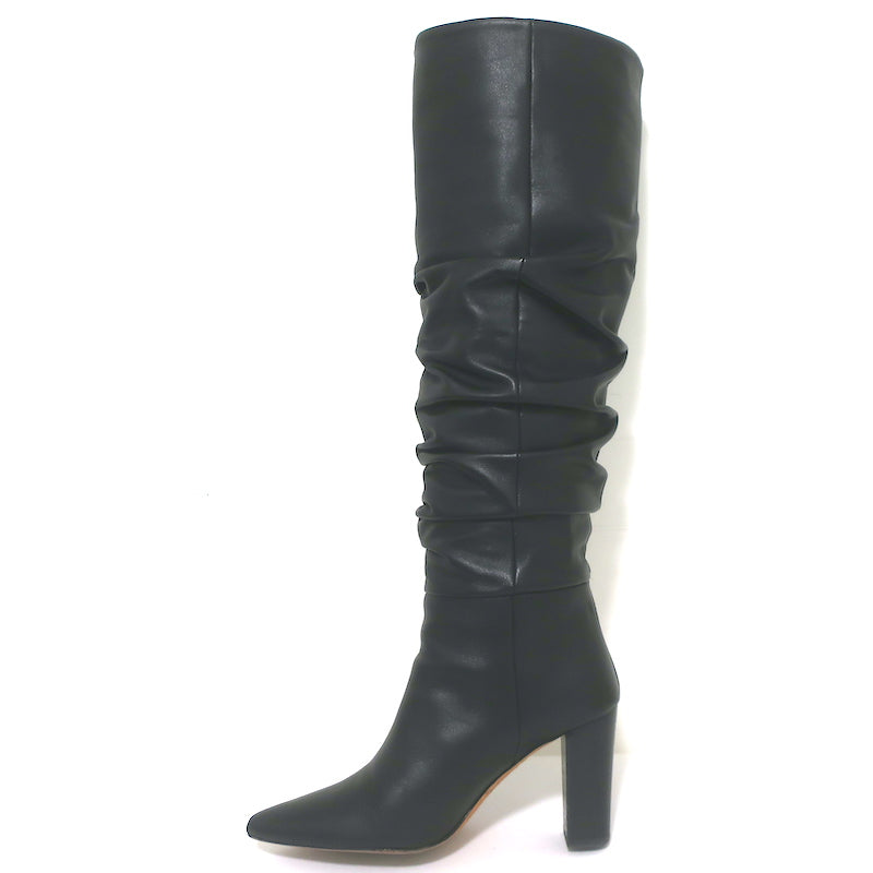 IRO Ruched Leather Knee High Boots Black Size 37