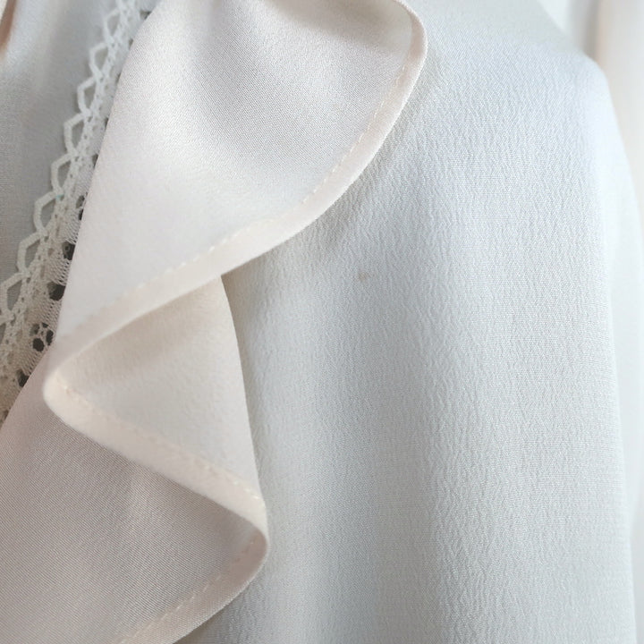 Stella McCartney Ruffle Blouse Ivory Lace-Trim Silk Size 42 Long Sleeve Top