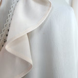 Stella McCartney Ruffle Blouse Ivory Lace-Trim Silk Size 42 Long Sleeve Top