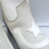 GANNI Meg Western Ankle Boots White Leather Size 41