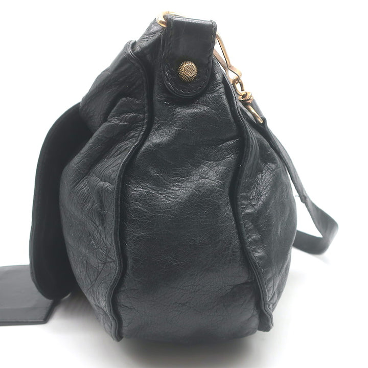 Balenciaga Giant 12 Neo Folk Messenger Bag Black Lambskin Leather