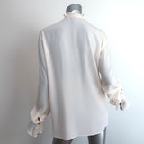 Stella McCartney Ruffle Blouse Ivory Lace-Trim Silk Size 42 Long Sleeve Top