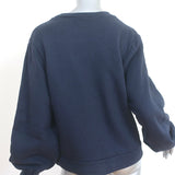 G. Label by goop Kanani Poet Sleeve Sweatshirt Navy Cotton-Blend Size Medium