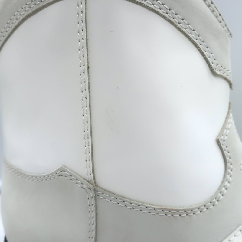 GANNI Meg Western Ankle Boots White Leather Size 41