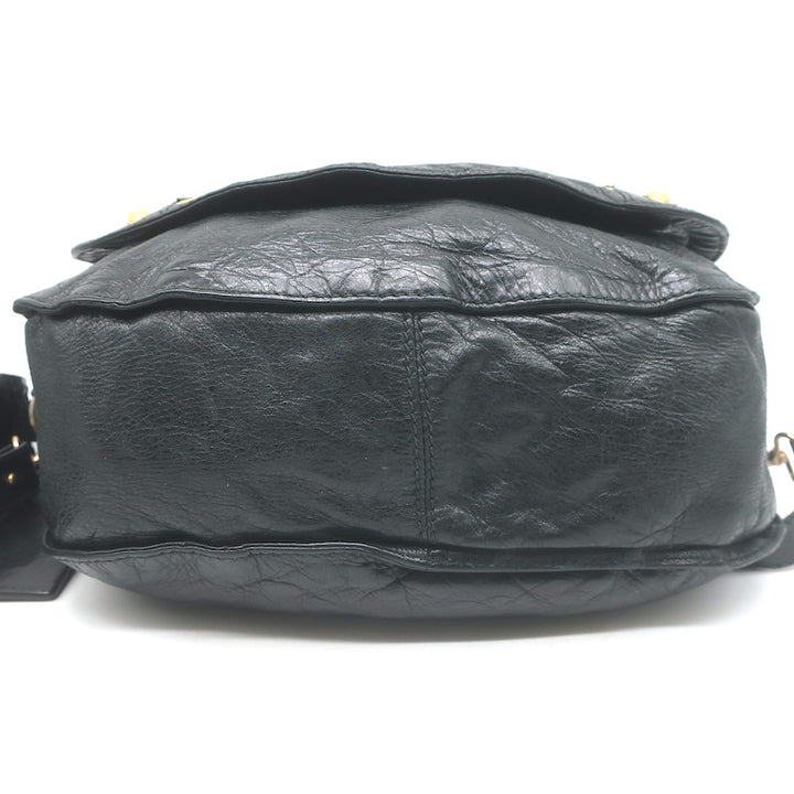 Balenciaga Giant 12 Neo Folk Messenger Bag Black Lambskin Leather