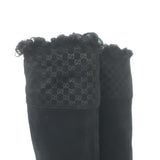 Gucci Courtney Fur-Trimmed Microguccissima Wedge Boots Black Suede Size 37.5