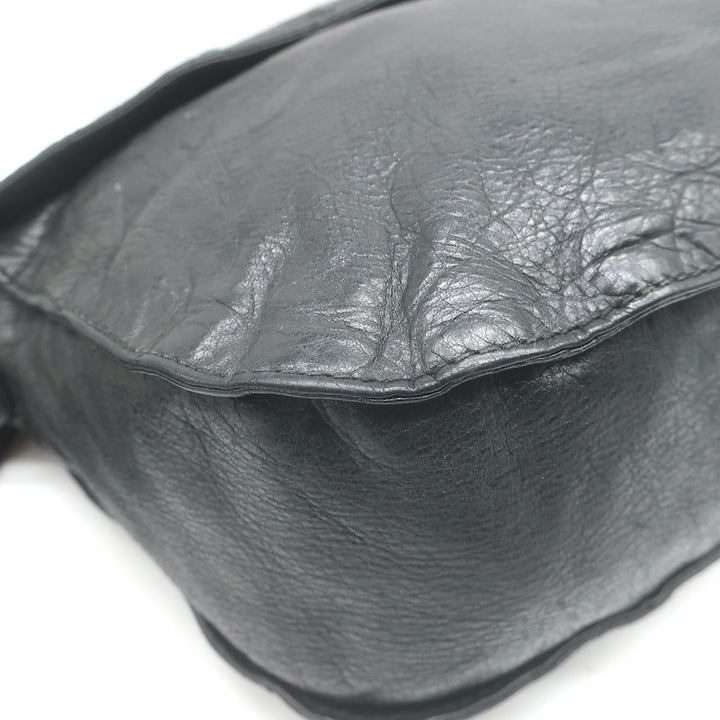 Balenciaga Giant 12 Neo Folk Messenger Bag Black Lambskin Leather