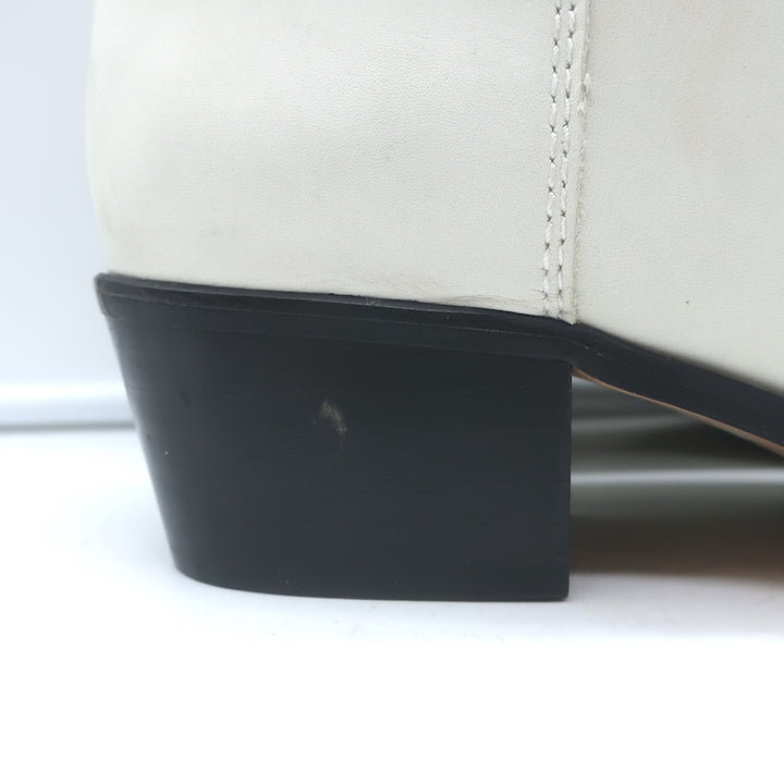GANNI Meg Western Ankle Boots White Leather Size 41