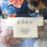 Doen Pecos Ruffle Midi Dress Navy Liberty Floral Print Cotton Size Extra Small