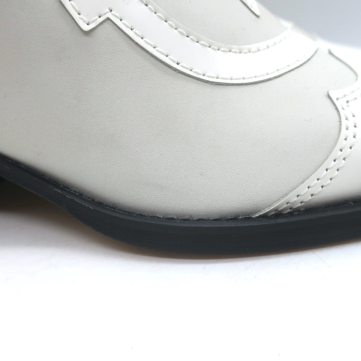 GANNI Meg Western Ankle Boots White Leather Size 41