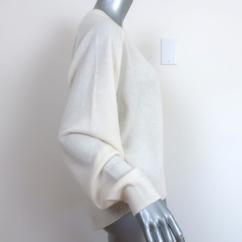 Tibi Cashmere Open Sleeve Cocoon Sweater Ivory Size Medium Crewneck Pullover