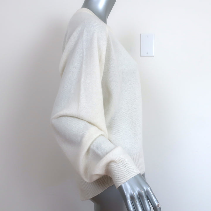 Tibi Cashmere Open Sleeve Cocoon Sweater Ivory Size Medium Crewneck Pullover