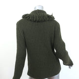 Bottega Veneta Cashmere Fringe Sweater Forest Green Ribbed Knit Size 40