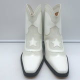 GANNI Meg Western Ankle Boots White Leather Size 41