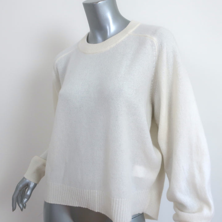 Tibi Cashmere Open Sleeve Cocoon Sweater Ivory Size Medium Crewneck Pullover