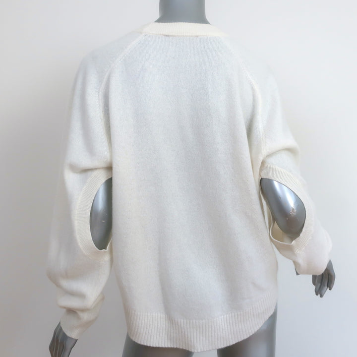 Tibi Cashmere Open Sleeve Cocoon Sweater Ivory Size Medium Crewneck Pullover
