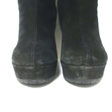Gucci Courtney Fur-Trimmed Microguccissima Wedge Boots Black Suede Size 37.5