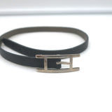 Hermes Behapi Double Tour Reversible Wrap Bracelet Black/Gris Etain Size Small