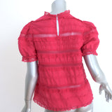 Ulla Johnson Desi Puff Sleeve Top Fuchsia Lace-Trim Embroidered Cotton Size 0
