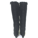 Gucci Courtney Fur-Trimmed Microguccissima Wedge Boots Black Suede Size 37.5