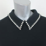 Saint Laurent Crystal-Embellished Collared Mini Dress Black Wool Cady Size 40